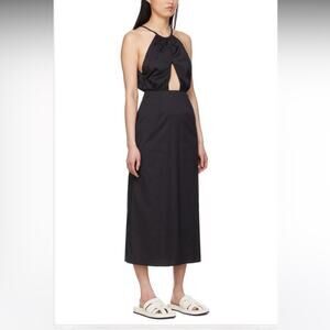 BONDI BORN Black Camille Midi Dress medium